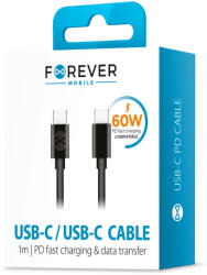 Forever USB-C - USB-C kábel 1, 0 m 60W fekete