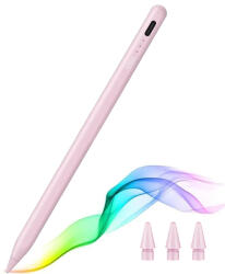 ESR - Stylus Toll (6C00107) - iPadhez, Mágneses Rögzítés, Bluetooth, Type-C, Tenyeret Kizáró Funkció, Dőlésérzékenység - Rózsaszín