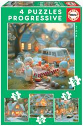 Educa Puzzle Iepurași Bunny City Progressive Educa progresiv 12-16-20-25 piese de la 3 ani (EDU20217) Puzzle