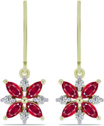  Aranyozott Ezüst Fülbevaló Madagaszkári Rubinnal és Fehér Topázzal - pepita - 164 899 Ft