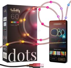 Twinkly TWD060STP-T - димируема RGB LED верига DOTS, 60 LED, 7 m, USB, Wi-Fi (TW0072)