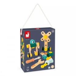 Janod BricoKids Set de construcție din lemn cu șabloane și unelte 50 buc (J06453)
