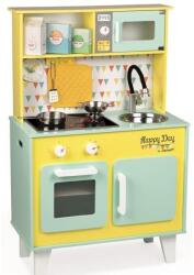Janod Bucătărie mare din lemn Happy Day galbenă verde cu accesorii (J06564) Bucatarie copii