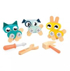 Janod BricoKids Set de construcție din lemn Animale 53 buc (J06450) Set bricolaj copii