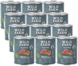  Wild Farm WILD FARM Superfood Vaddisznó (szarvashús édesburgonyával, bogyós gyümölcsökkel és fűszernövényekkel) 12x800g Gabonamentes Kutyaeledel