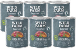  Wild Farm WILD FARM Superfood Vaddisznó (szarvashús édesburgonyával, bogyós gyümölcsökkel és fűszernövényekkel) 6x800g Gabonamentes Kutyaeledel