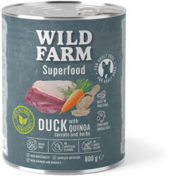  Wild Farm WILD FARM Superfood Duck (Kacsa quinoával, sárgarépával és fűszernövényekkel) 800g Gabonamentes kutyatáp