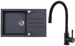 Alveus SETA23201 - ROCK konyhai mosogató + MINTAS mosogatócsaptelep, 34 cm, gránit/fekete SETA23201 (AV0134)