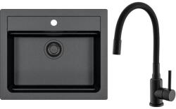 Alveus SETA23228 - konyhai mosogató ATROX+mosogató csaptelep MINTAS 34cm gránit/fekete SETA23228 (AV0140)