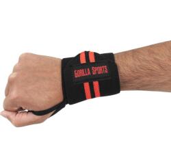 Gorilla Sports Csuklópánt 2 db fekete/piros (100805-00049-0001) - kokiskashop