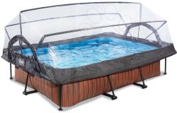 EXIT Toys Medence búrával és szivattyúval Wood pool Exit Toys acél medencekeret 220*150*65 cm barna 6 évtől (ET30202110)