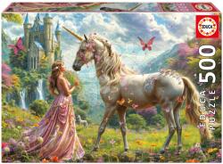 Educa Puzzle Fairies Unicorns and Butterflies Educa 500 darabos és Fix ragasztó (20243)