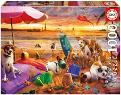 Educa Puzzle Dogs Playing on the Beach Educa 1000 darabos és Fix ragasztó (20312)