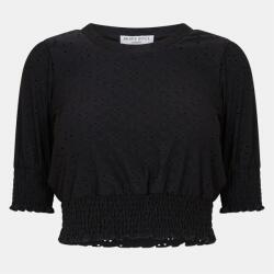 Brave Soul Womens Broderie Top with Shirred Sleeves - Black