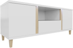  TV-állvány Livseri 113 (Fehér + Fényes fehér + Világos fa)