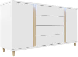  Komód Livseri 103 (Fehér + Fényes fehér + Világos fa)