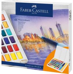 Faber-Castell Vízfesték készlet 48db-os Faber-Castell 169748 Akvarell festékkészlet, tál, keverőpalettával, víztartályos ecsettel (169748)