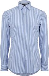 HUGO BOSS Men's HBB P-HANK Stripe Patterned Long-Sleeve Shirt - Past Blue