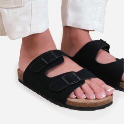 Wheres That From Сандали Wheres That From Wheres Two-Strap Buckle Detail Flat Sandals - Black Nubuck