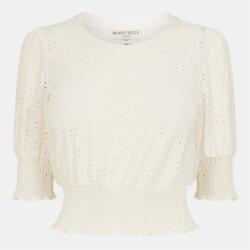 Brave Soul Womens Broderie Top with Shirred Sleeves - White