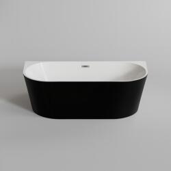 Water Fun LANA || félszabadon álló fürdőkád, fal mellé, fekete-fehér, 160x80x58 cm (LAN-160B)