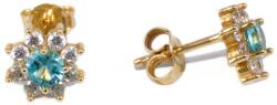 Ékszershop Kék-fehér köves virág bedugós arany fülbevaló (1311173)
