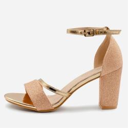 Wheres That From Дамски сандали Wheres That From Where¿s Glitter Perla Mid Block Heel Sandals Ladies - Rose Gold