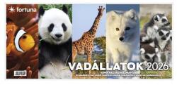Fortuna Asztali naptár képes FORTUNA Vadállatok álló fehér lapos holdfázissal naptárháttal 2026 - fotoland