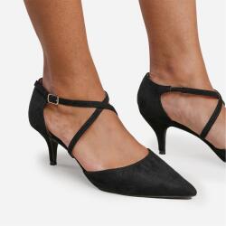 Wheres That From Wheres Low Kitten Heels With Crossover Strip - Black Suede