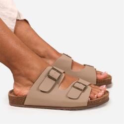 Wheres That From Сандали Wheres That From Wheres Two-Strap Buckle Detail Flat Sandals - Nude Nubuck