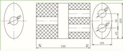 Polmo univerzális kipufogódob, Ø50mm, 330x220x120mm, 1be közép kettő ki
