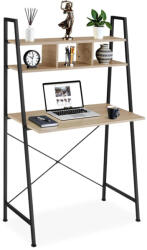 Intenso Home íróasztal / számítógépasztal polcokkal 84x46cm | Masszív fém váz, fekete - Sonoma tölgy szín (INT-XXZ8444ATG)