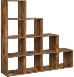 VASAGLE Könyvespolc, térelválasztó polc, rusztikus barna 129x129x29cm (LBC10BX)