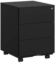SONGMICS Irodai fiókos irattároló szekrény, gurulós, 3 fiókkal, fekete 55x45x39cm (OFC63BK)