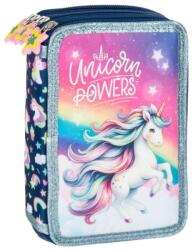 DERFORM Penar copii cu trei compartimente, echipat cu rechizite - model UNICORN - Derform Penar