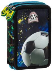 DERFORM Penar copii cu trei compartimente, echipat cu rechizite, model Fotbal, superliga - Derform Penar