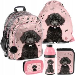 PASO Life Love fekete kutyusos iskolatáska extra szett (PFL-004)