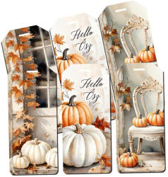  Nyomtatott dekorkarton - Fehér-narancs tök biléták 6db/cs 2684