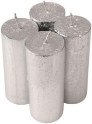 Valex Decor Rusztikus metál adventi gyertya készlet, 10 x 4cm - Ezüst (RCM-03)
