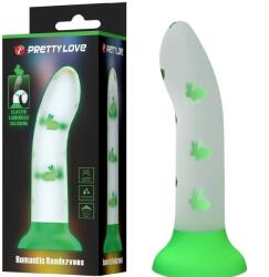 Pretty Love Dildo Romantic Randezvous, Luminous Silicone, Verde, 17 cm