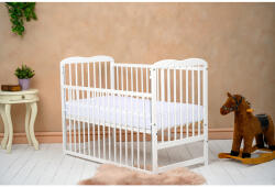 Qmini Patut din lemn Agata 120x60 cm cu laterala culisanta din lemn de pin Alb - Qmini (QMAGA03AL)