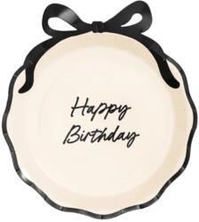  Fekete-bézs szülinapi tányér 6 db