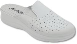 MediSab Saboti medicali anatomici ultra lejeri, piele naturala, culoare alb cu elastic, Unisex 38