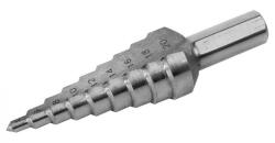 Extol lépcsős fémfúró HSS, 13 lépcsős (6-30mm, 2mm lépcsők), befogás: 10mm - topbolt