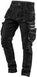 NEO TOOLS Farmer Munkásnadrág, DENIM, fekete, cipzáros oldalzsebekkel, 98% pamut, 410 g/m2, XXL 81-233-XXL