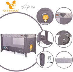 Cangaroo Africa 1 szintes utazóágy 14 kg-ig szürke