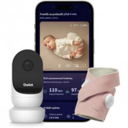 Owlet Dream Sock okos zokni 0-18 hónapig + Owlet Cam 2 kamera rózsaszín (810099090949)