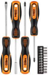 NEO TOOLS Csavarhúzó készlet, fali tartóval, 14db 25 év garanciával 04-196