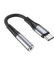 hoco. LS33 adapter kábel 2in1 3.5mm jack aljzat - Type-C, 12cm, SÖTÉTSZÜRKE (HC761163) (HC761163)