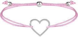 Troli Zsinór - karkötő rózsaszín/acél szív medállal
